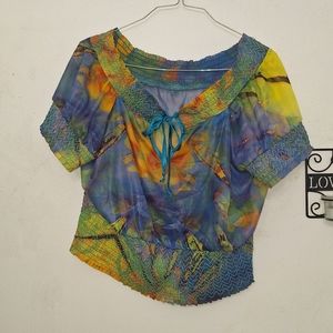 Women's Y2K Apple Bottom sheer shirt